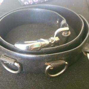 Harley-Davidson Black Leather Belt with Silver Bondage Rings and Cool Clasp